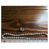 Porcelain Bead Necklace & Earrings Set - Hand-Painted Swirl Pattern