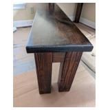 Rustic Farmhouse Dining Table with Lower Shelf - Dark Stained Pine