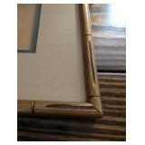 Chinese Landscape Painting with Pagoda in Bamboo Frame - Framed Wall Art