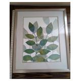 Botanical Leaf Print in Silver Frame - Watercolor Leaves Framed Artwork