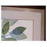 Botanical Leaf Print in Silver Frame - Watercolor Leaves Framed Artwork
