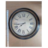 La Crosse Wall Clock - Roman Numeral Dial, Black Bezel with Brass Ring