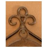 Wrought Iron Oval Wall Mirror - Ornate Scrollwork, Rustic Bronze Finish