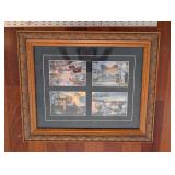 Framed 4-Panel Cityscape Print Collage - Ornate Carved Wood Frame