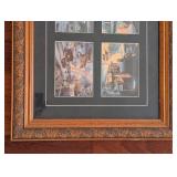 Framed 4-Panel Cityscape Print Collage - Ornate Carved Wood Frame