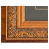 Framed 4-Panel Cityscape Print Collage - Ornate Carved Wood Frame