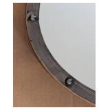 Oval Wall Mirror with Iron Frame and Hanging Ring - Vintage Rustic Decor