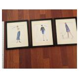 Framed Fashion Illustration Prints - Set of 3 Fashion Sketches