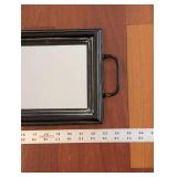 Black Wood Picture Frame with Cream Textured Inset - Approx 30in Long