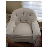 Ethan Allen Traditional Classics Armchairs & Ottoman - Cream Damask Upholstery Set