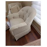 Ethan Allen Traditional Classics Armchairs & Ottoman - Cream Damask Upholstery Set