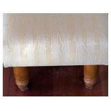 Music Note Pattern Ottoman Footstool - Cream Upholstery, 15in Square, Wood Legs