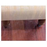 Music Note Pattern Ottoman Footstool - Cream Upholstery, 15in Square, Wood Legs