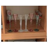 Champagne Flute Glass Set - Assorted Twisted Stems, Pink/Teal/Clear
