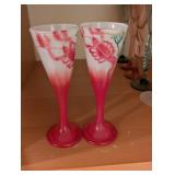 Champagne Flute Glass Set - Assorted Twisted Stems, Pink/Teal/Clear