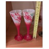 Champagne Flute Glass Set - Assorted Twisted Stems, Pink/Teal/Clear