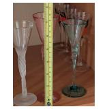 Champagne Flute Glass Set - Assorted Twisted Stems, Pink/Teal/Clear