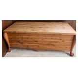 Vintage Knotty Pine Blanket Chest with Carved Ball Feet
