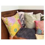 Decorative Throw Pillows & Embroidered Throw Blanket - Floral & Fern Leaf Cushions Set