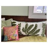 Decorative Throw Pillows & Embroidered Throw Blanket - Floral & Fern Leaf Cushions Set