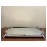Silver Plate Serving Tray with Ornate Floral Frame - 24-in Long