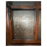 Antique-Style Wooden Cabinet - 4 Panel Doors with Decorative Embossed Inserts