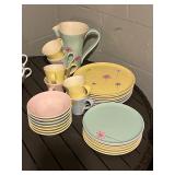 Pastel Floral Dinnerware Set - Pitcher, Cups & Plates