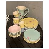 Pastel Floral Dinnerware Set - Pitcher, Cups & Plates