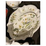 Vietri Italian Ceramic Dinnerware & Mugs - Bird & Cherry Motifs, Assorted Plates & Pitcher