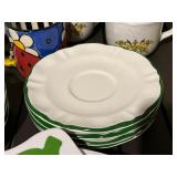 Vietri Italian Ceramic Dinnerware & Mugs - Bird & Cherry Motifs, Assorted Plates & Pitcher