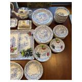 Gien France Ciseaux Bleu Dinnerware Set - Blue & White Plates, Teapot, Cups