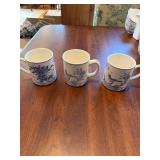 Gien France Ciseaux Bleu Dinnerware Set - Blue & White Plates, Teapot, Cups