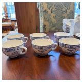 Gien France Ciseaux Bleu Dinnerware Set - Blue & White Plates, Teapot, Cups