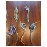 Glass Flower Stem Sculptures - Hand-Blown, Curved Stems with Colored Interiors