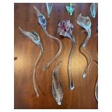 Glass Flower Stem Sculptures - Hand-Blown, Curved Stems with Colored Interiors