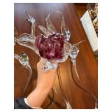 Glass Flower Stem Sculptures - Hand-Blown, Curved Stems with Colored Interiors