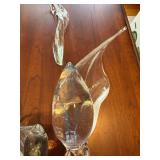 Glass Flower Stem Sculptures - Hand-Blown, Curved Stems with Colored Interiors