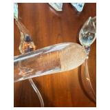 Glass Flower Stem Sculptures - Hand-Blown, Curved Stems with Colored Interiors