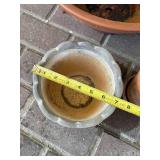 4-Piece Ceramic Plant Pots Set: Blue Leaf-Pattern Tall Planter, Terracotta & Green Pots