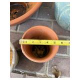 4-Piece Ceramic Plant Pots Set: Blue Leaf-Pattern Tall Planter, Terracotta & Green Pots