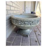 Cast Stone Planter Urns - Pair with Relief Carvings for Garden Decor
