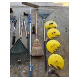 Assorted Garden Tools - Rakes, Shovels, Brooms & More