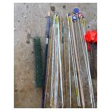 Assorted Poles & Stakes - Green Mesh Roll, Flag Pennants, Paper Roll