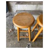 Wooden Bar Stools (Lot of 3) - 12 in Seat, 24 in Tall