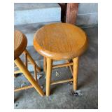 Wooden Bar Stools (Lot of 3) - 12 in Seat, 24 in Tall