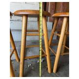 Wooden Bar Stools (Lot of 3) - 12 in Seat, 24 in Tall