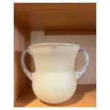 Kosta Boda Frosted Glass Pitcher - Dual Handles, Sweden, ~9-10 in Tall