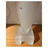 Kosta Boda Frosted Glass Vase with Multicolor Confetti Specks - 11 in tall
