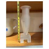 Kosta Boda Frosted Glass Vase with Multicolor Confetti Specks - 11 in tall