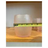 Pink Frosted Glass Tumblers - 1 Tall & 6 Short (7-Piece Set)